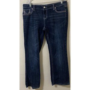 Grace In LA Women's Size 15M Easy Fit Embroidered Blue Jeans 34" x 27"